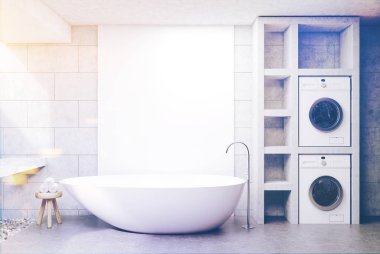 Çamaşır makinesi banyo, beton tonda