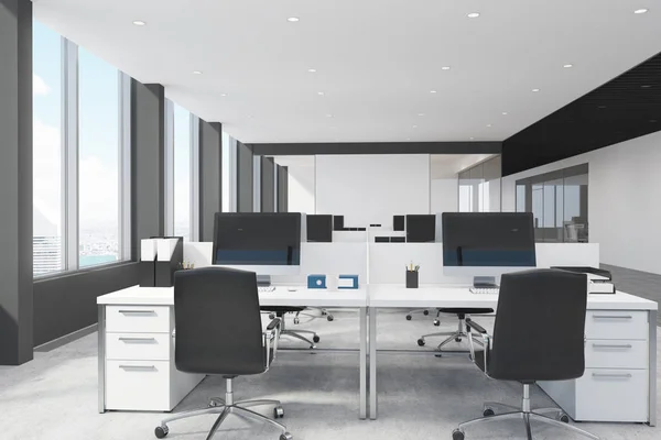白と黒のオープン スペース オフィス — ストック写真