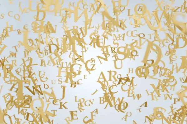 Altın parlayan mektuplar, gri arka plan — Stok fotoğraf