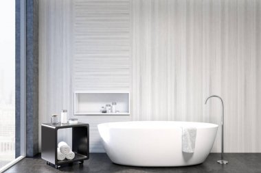 Beyaz banyo iç, niş portre