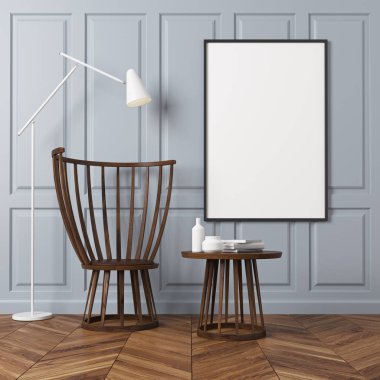 Dikdörtgen desen Oda, koltuk, poster, karanlık