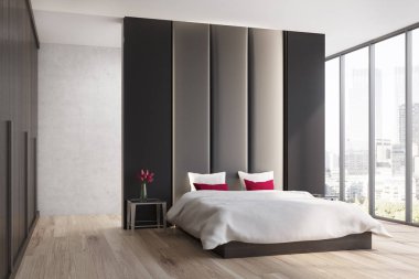 Kahverengi ve bej yatak odası, yan