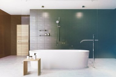 Tonda siyah banyo iç beyaz küvet