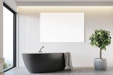 Siyah küvet banyo bej, yakın çekim