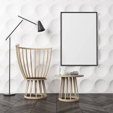 Daire desen odası, koltuk ve poster