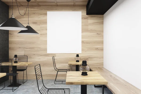 Café de madera y blanco, cartel vertical de cerca — Foto de Stock