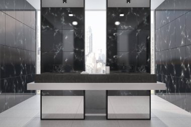 Siyah mermer banyo, panoramik