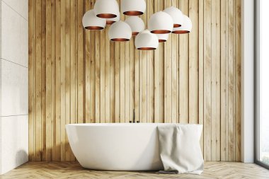 Ahşap banyo iç mekan, açık