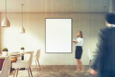 Çerçeveli poster, insanlar beyaz kafe