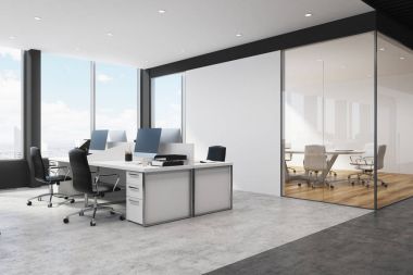 Beyaz ve siyah alan office köşe açın