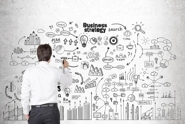 Rozwój strategii biznesowej biznesmen — Zdjęcie stockowe