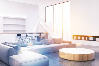 Oturma odası kanepe, iç, gri tonda köşe