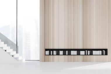 Bir merdiven ahşap boş oda