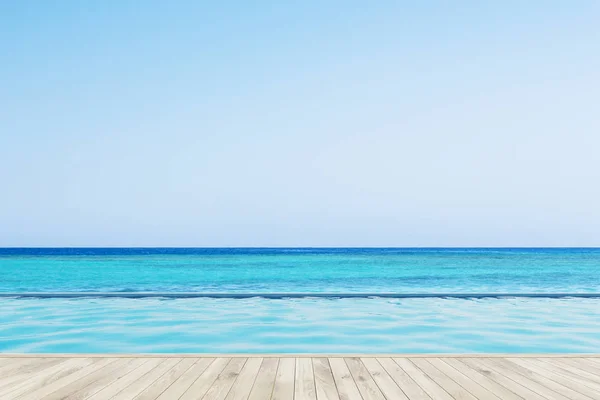 Wooden floor near a pool — Stock Photo, Image
