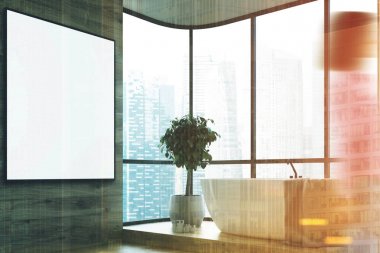 Büyük pencere banyo iç, resim, kız