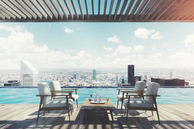 Beyaz koltuk kafe, cityscape