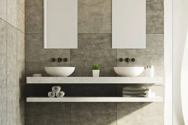 Beyaz ve beton banyo, lavabo