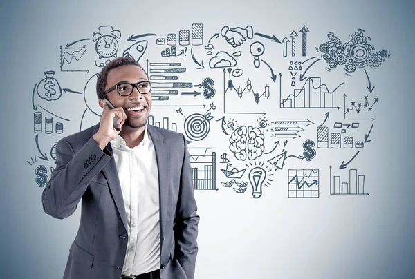 Afrikanisch-amerikanischer Mann am Telefon, Schema — Stockfoto