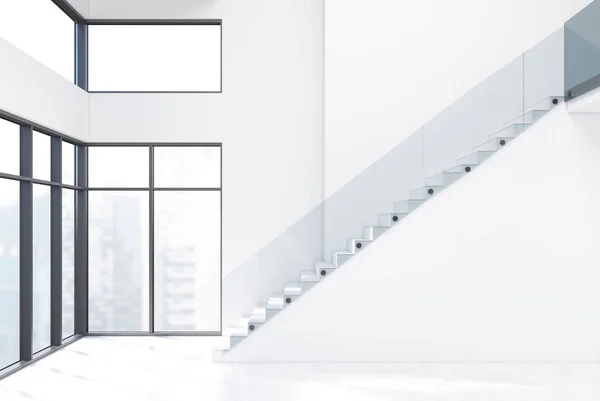 Bir merdiven ile beyaz boş oda — Stok fotoğraf