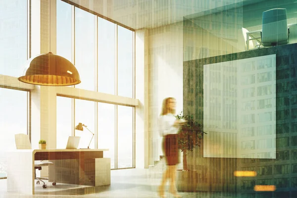 Bir poster, köşe, kadın CEO office-beton