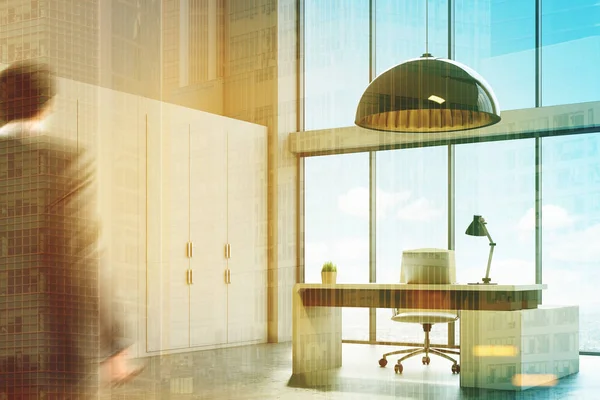 Loft CEO office, side view, man — Stock Photo, Image