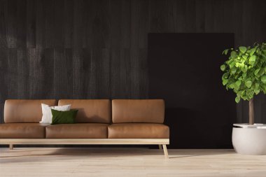 Siyah duvar, kahverengi kanepe