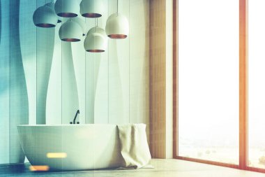 Beyaz dalgalı banyo iç, yan tonda