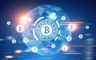 Bitcoin ağ, Hud, Dünya Haritası, mavi bulanık