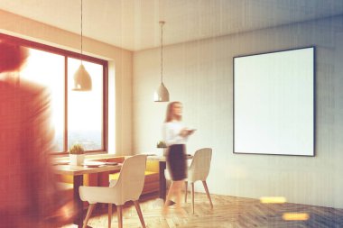 Çerçeveli poster, köşe insanlar beyaz kafe