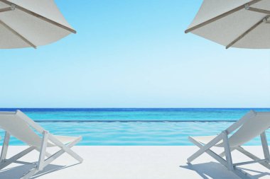 Okyanus Manzaralı iki güverte sandalyeleri