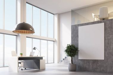 CEO office beton bir poster ile köşe