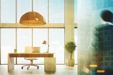 CEO office bilgisayar tabloyla çatı
