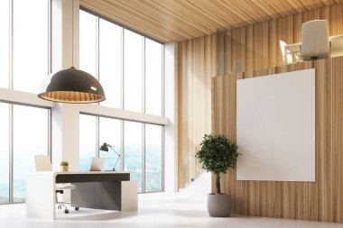 Ahşap CEO'su office bir poster ile köşe