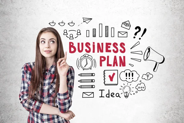 Bir başparmak, iş planı ile yaratıcı kız