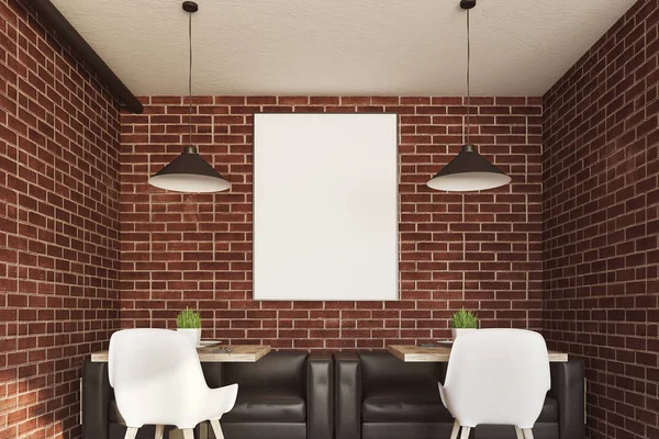 Tuğla kafe iç, poster, iki tablo