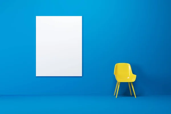 Kék szobában, sárga szék, poszter — Stock Fotó