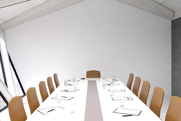 Attic meeting room, white ceiling