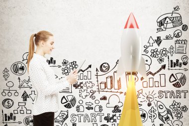 Bir tablet, başlangıç roket kadınla