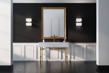 Lüks banyo iç, siyah duvar