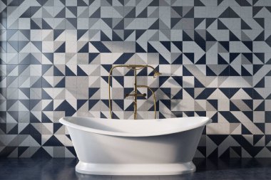 Beyaz mozaik banyo küvet