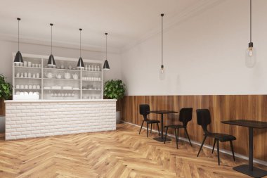 Siyah modern sandalye, yan ile kahve dükkanı