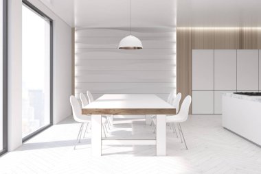 Beyaz dalgalı duvar mutfak, Masa, sayaç