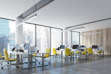 Çatı ahşap duvar, yan ile açık ofis