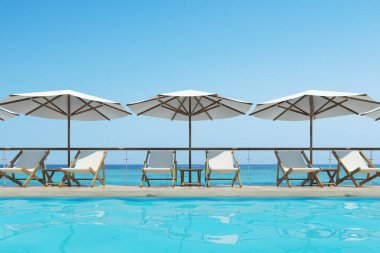 Yüzme Havuzu, şezlong, şemsiye, açık