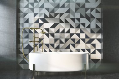 Tonlu beyaz mozaik banyo küvet