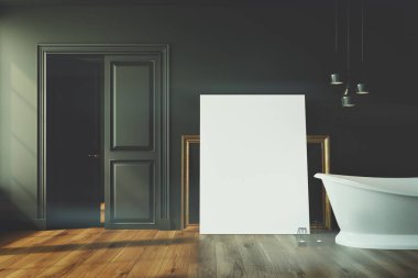 Beyaz siyah banyo küvet, tonda poster