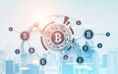 Bitcoin ağ, Hud, Dünya Haritası, cityscape