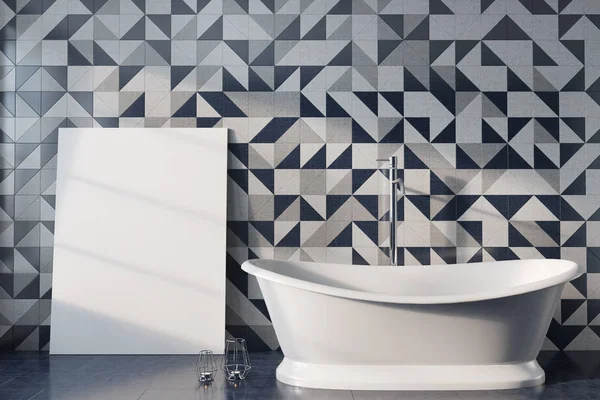 Mozaik banyo, beyaz küvet, poster