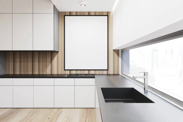 白と木製キッチンをクローズ アップ — ストック写真