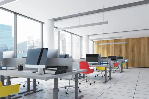 Loft centro do escritório, cadeiras coloridas closeup — Fotografia de Stock